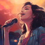 Frau singt die Nationalhymne