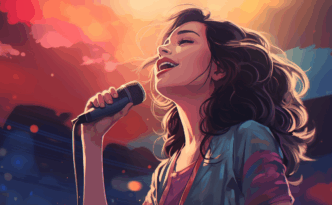 Frau singt die Nationalhymne