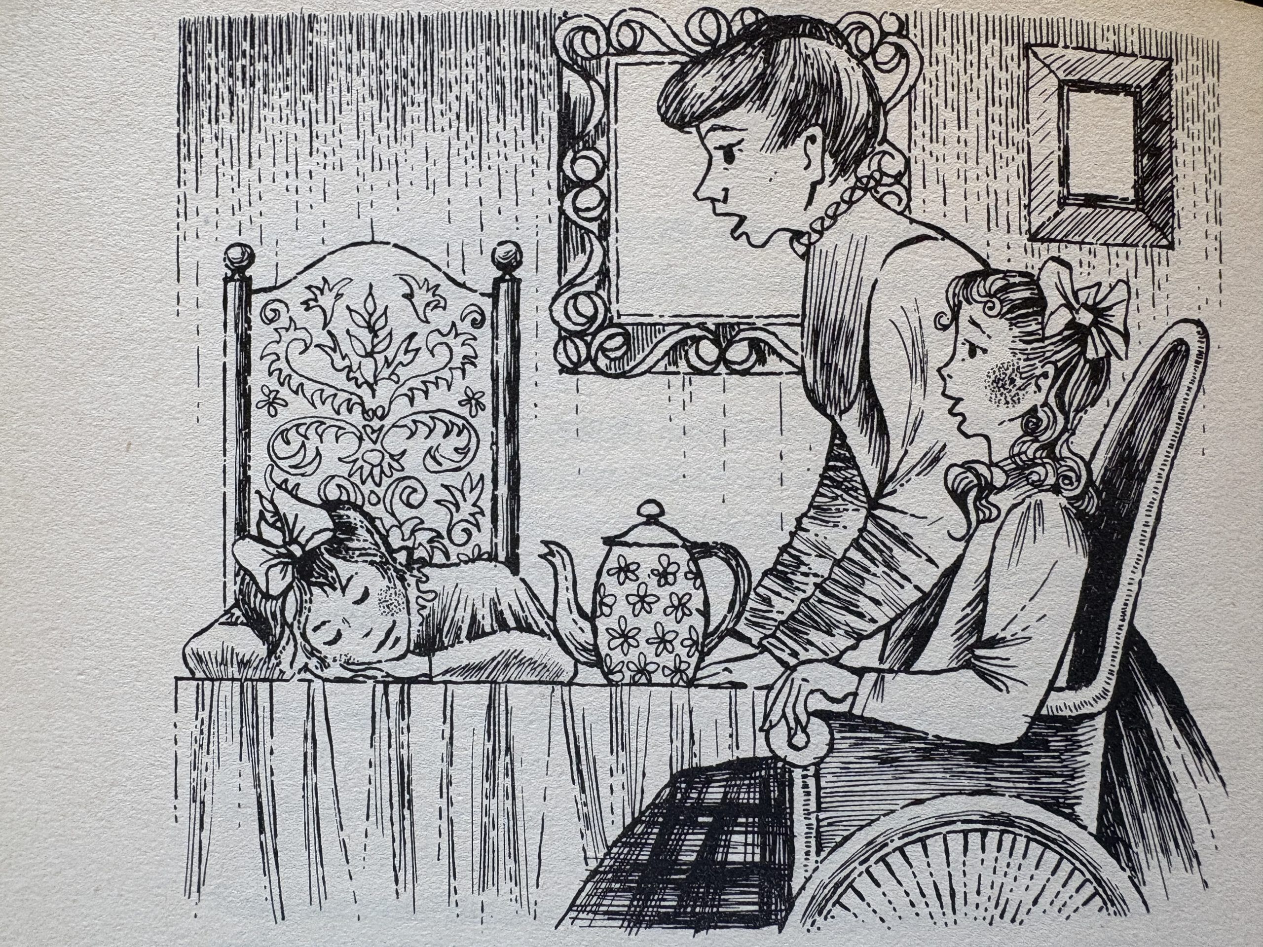 Fräulein Rottenmeier findet Heidi schlafend